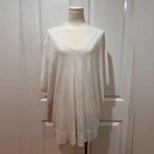 Eileen Fisher Wonan white V-Neck Lightweight linen Knit vest